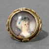 Antique Early 1800s 14k Gold English Hand Painted Portrait Floral Shank Ring