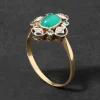 Antique Early 1900s 14k Gold with Emerald & Diamond Abstract Floral Design Ring