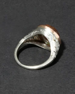 Antique Edwardian 1910s 14k Rose Gold Platinum Opal & Diamond Band Ring