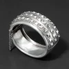 Antique 1800s British Sterling Silver Modernist Hinged Cuff Bracelet