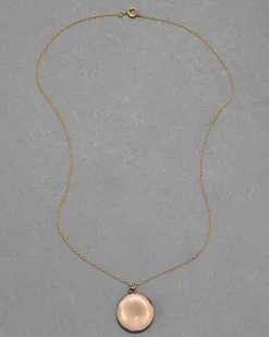 Antique 1800s 14k Gold Filled Round Polished Locket Necklace