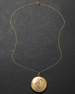 Antique 1800s 14k Gold Fill Hand-Etched Classic Round Locket
