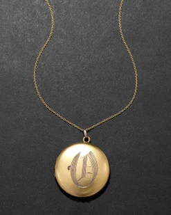 Antique 1800s 14k Gold Fill Hand-Etched Classic Round Locket