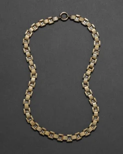 Antique 1800s 14k Gold Fill Handmade Venetian Box Chain Necklace