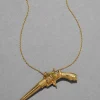 Antique 1800s 14k Gold FIll Pistol Pendant Necklace