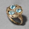 Antique 1920s 14k Gold Fill with Aquamarine Crystal Ornate Ring