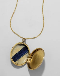 Antique 1800s 9k Gold & 14k Gold Fill with Enamel and Hand Etched Star Motif Locket Necklace