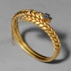 Antique 1870s 14k Gold Sapphire & Rose Cut Diamond Hinge Bracelet