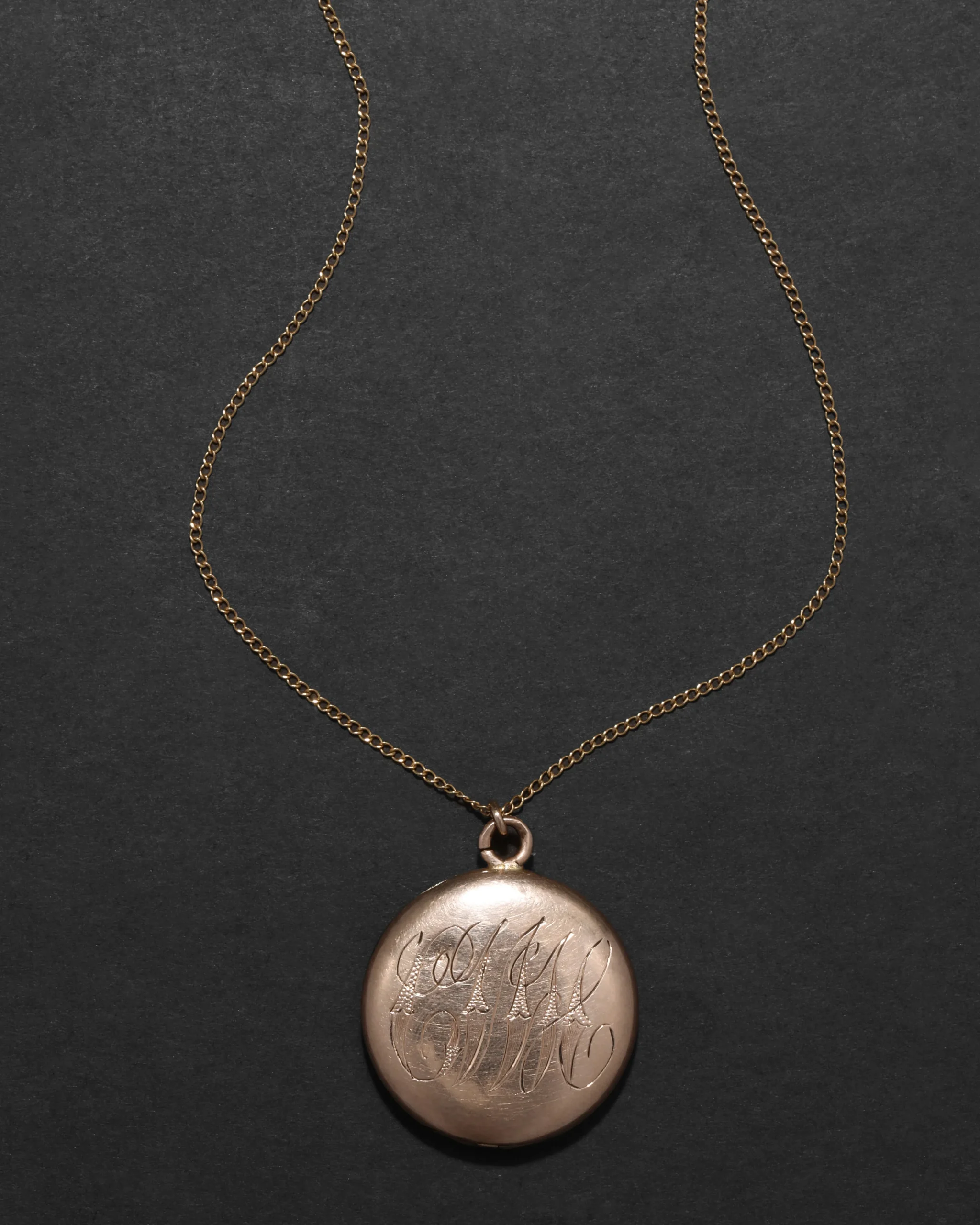 Antique 1800s 10k Gold Shell & 10k Gold Fill Hand Etched Locket Necklace