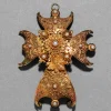 Antique 1800s 18k Gold with Tortoise & Pearl Gold Cross Pin