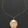 Antique 1800s 10k Rose Gold Horseshoe Locket Necklace