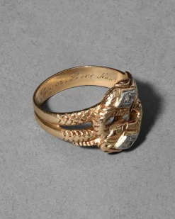 Antique 1800s 14k Yellow & White Gold with Diamond Double Snake Ring