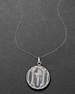 Antique 1920s Sterling Silver Cross Locket Pendant Necklace