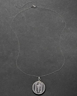 Antique 1920s Sterling Silver Cross Locket Pendant Necklace