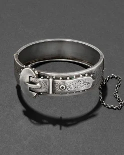 Antique 1800s Victorian Sterling Silver Buckle Bracelet