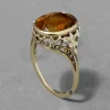 Antique Victorian 14k Gold & Faceted Citrine Ring