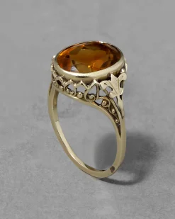 Antique Victorian 14k Gold & Faceted Citrine Ring