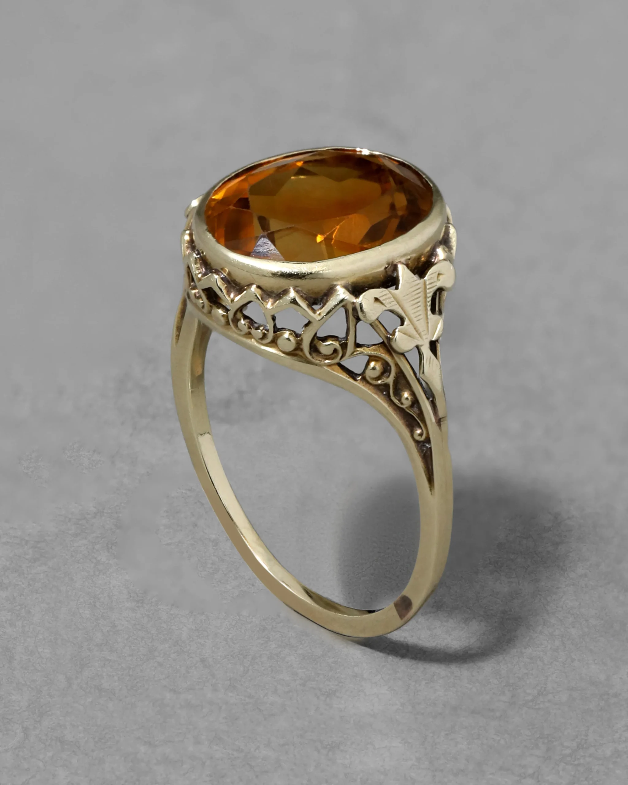 Antique Victorian 14k Gold & Faceted Citrine Ring