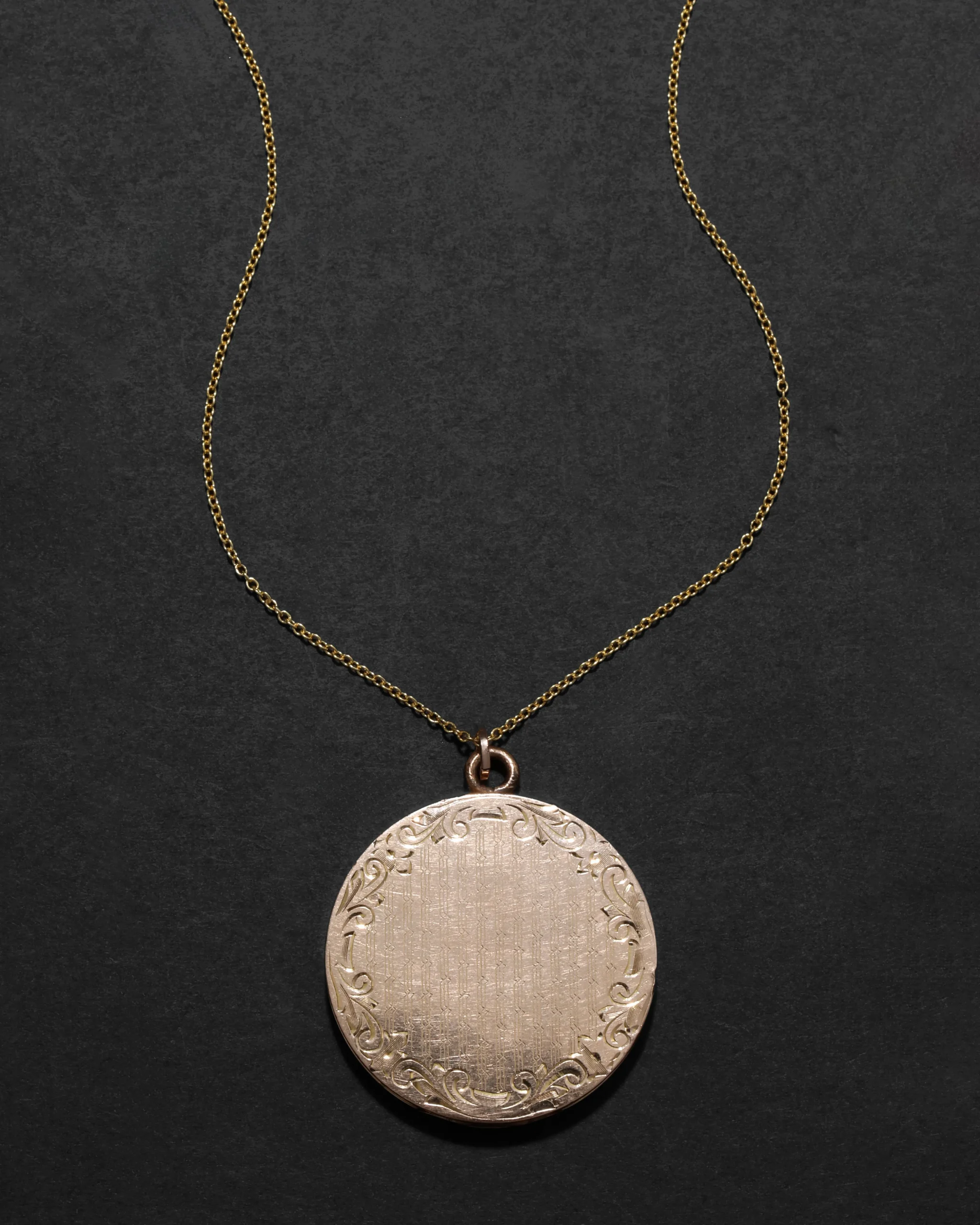 Antique Victorian 14k Gold Fill Hand Etched Filigree Locket Necklace