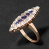 Antique Victorian Late 1800s 14k Gold with Sapphire & Diamond Marquis Ring