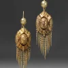 Antique Victorian 1880s 14k Gold Etruscan Revival Fringe Earring