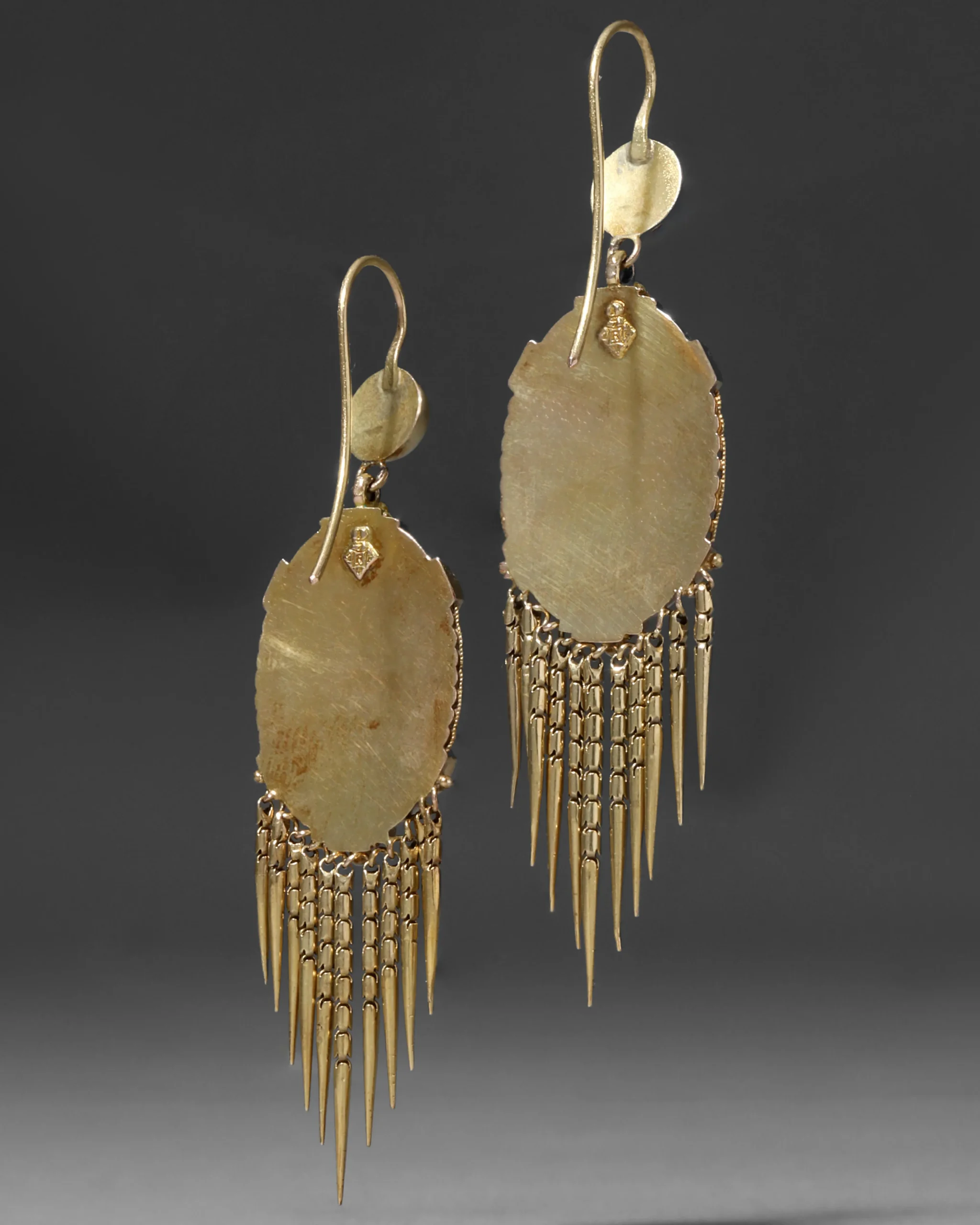 Antique Victorian 1880s 14k Gold Etruscan Revival Fringe Earring