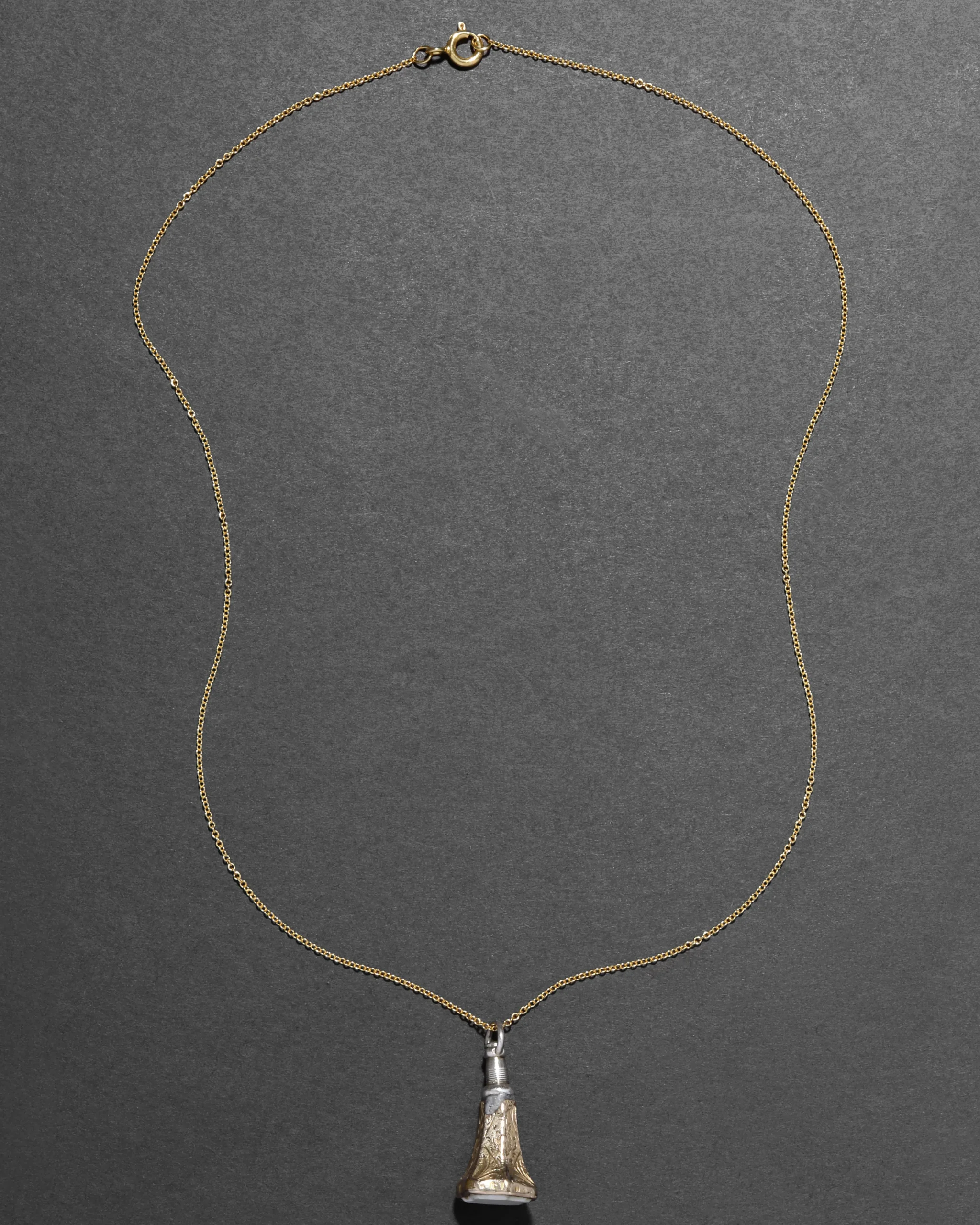 Antique Victorian 1800s 14k Gold FIll & White Onyx Watch Fob Necklace