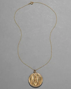Antique Victorian 1800s 14k Gold Fill & Paste Crystal Patterned Locket Pendant Necklace