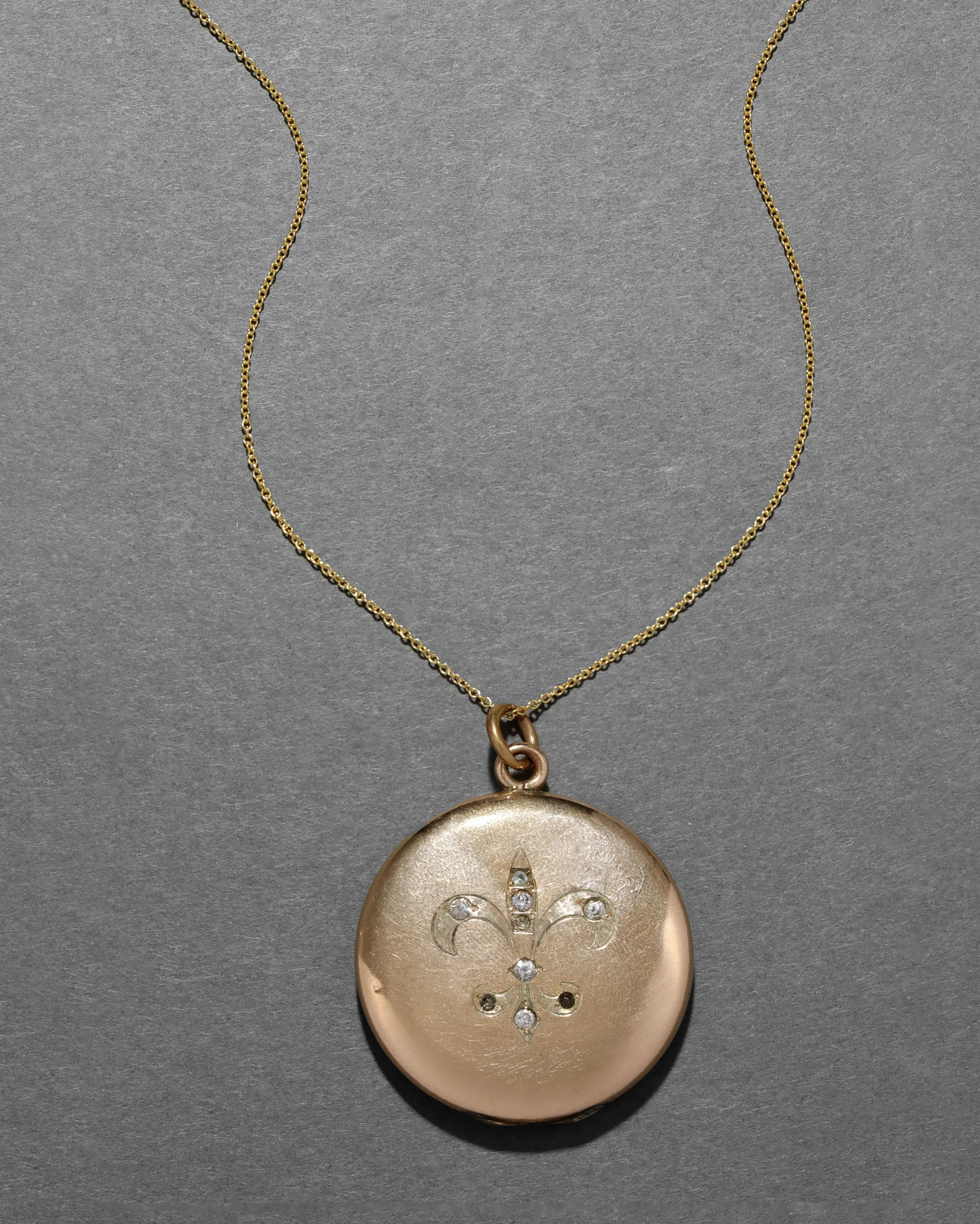 Antique Victorian 1800s 14k Gold Fill Fleur de Lis Locket Necklace
