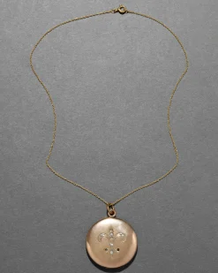 Antique Victorian 1800s 14k Gold Fill Fleur de Lis Locket Necklace