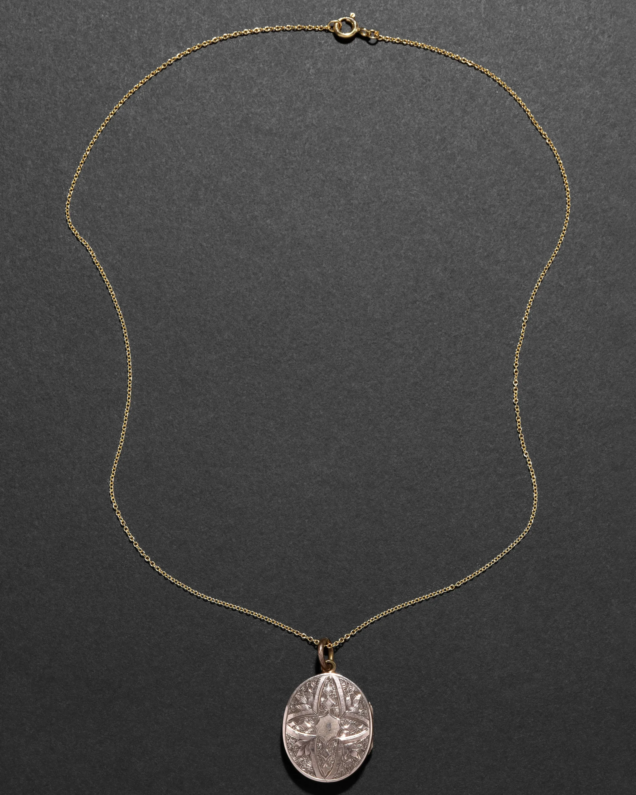 Antique Victorian 1800s 14k Gold Fill Hand Etched Locket Necklace
