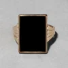 Antique Victorian 1880s 14k Gold Fill & Onyx Hand Etched Ring