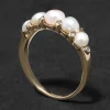 Antique Victorian 1800s 14k Gold with Diamond Prong Set Pearl Ring