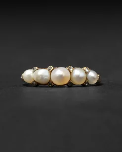 Antique Victorian 1800s 14k Gold with Diamond Prong Set Pearl Ring