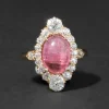 Antique Victorian 1890s 18k Gold with Pink Tourmaline & Diamond Marquis Ring