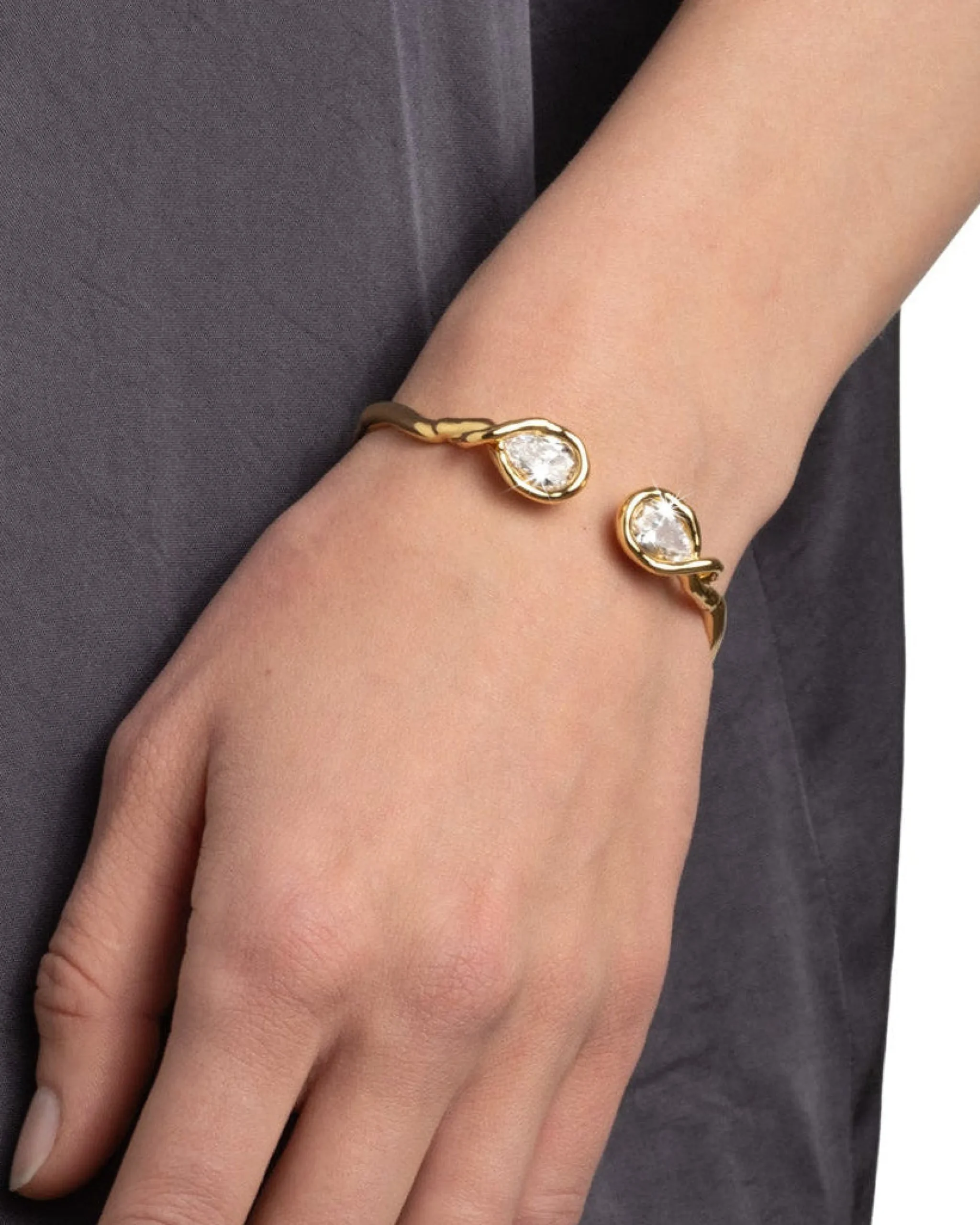 Asterales Crystal Capped Hinge Cuff Bracelet