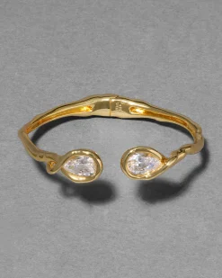 Asterales Crystal Capped Hinge Cuff Bracelet