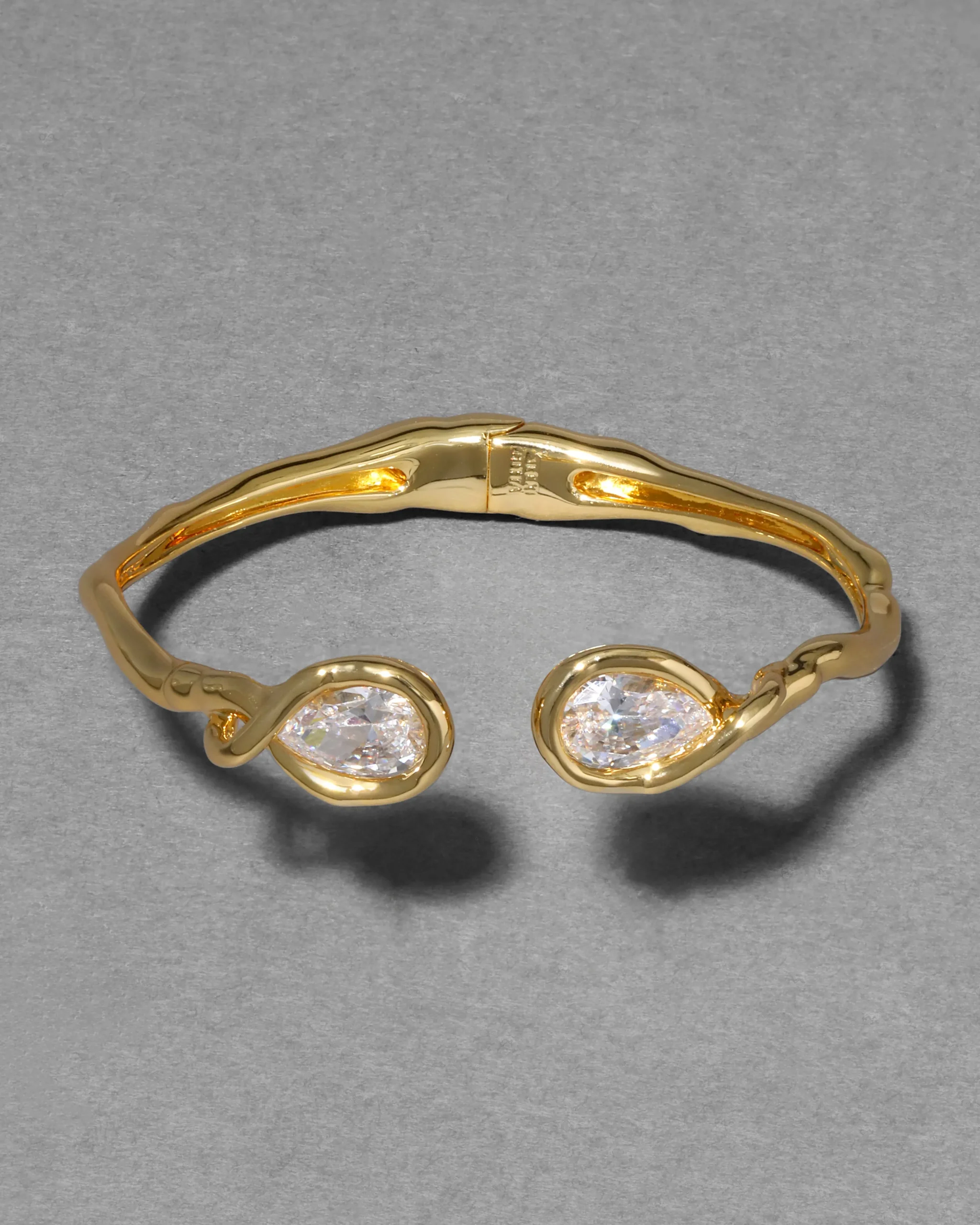 Asterales Crystal Capped Hinge Cuff Bracelet