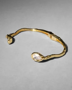 Asterales Crystal Capped Hinge Cuff Bracelet