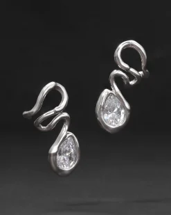 Asterales Floating Vine Post Earring- Silver
