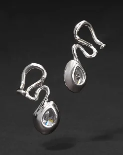 Asterales Floating Vine Post Earring- Silver