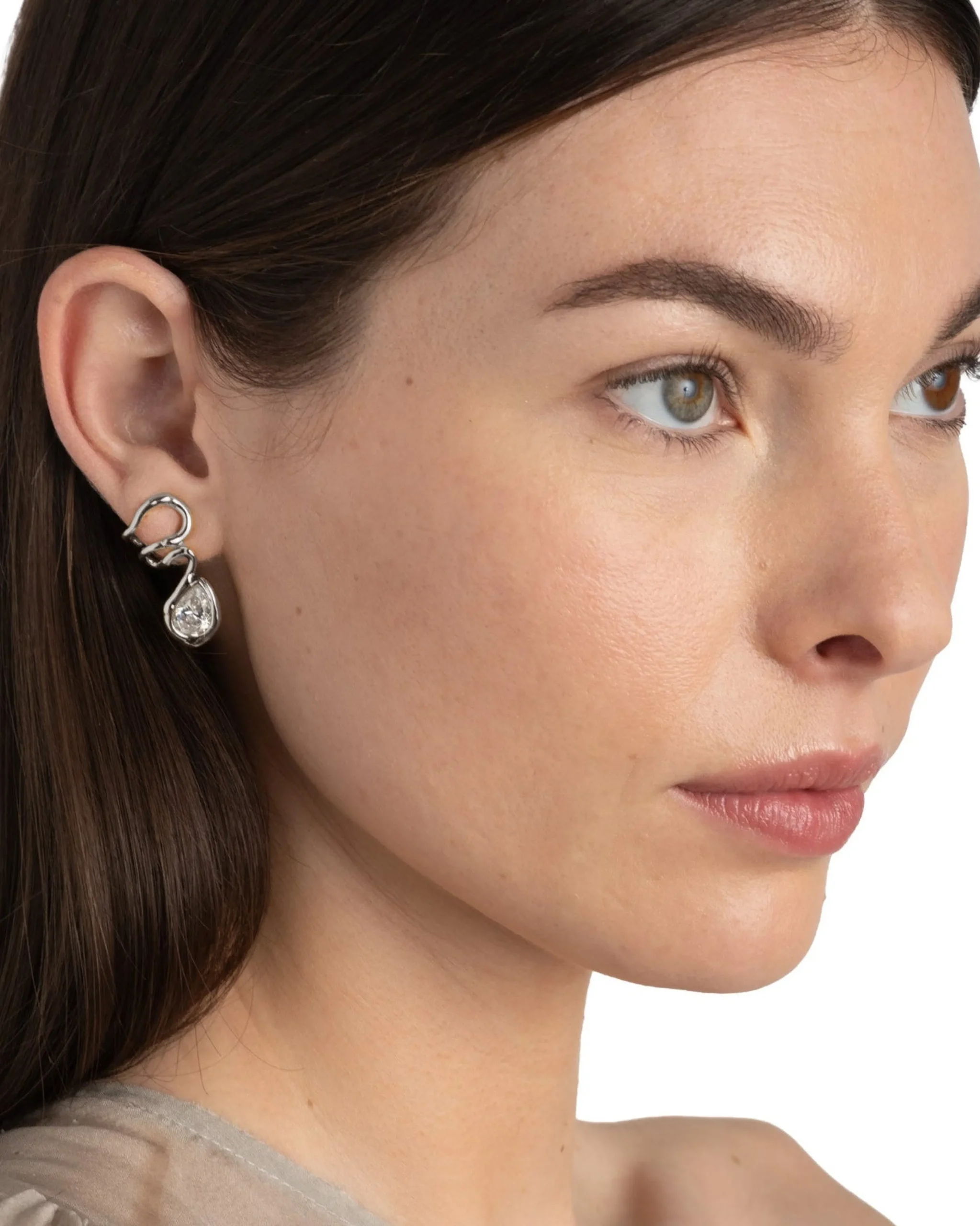 Asterales Floating Vine Post Earring- Silver