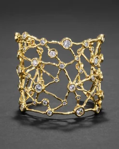 Asterales Gold Celestial Wide Cuff Bracelet