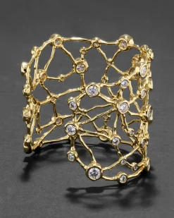 Asterales Gold Celestial Wide Cuff Bracelet