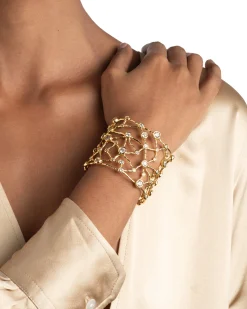 Asterales Gold Celestial Wide Cuff Bracelet