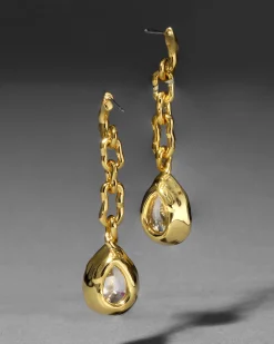 Asterales Gold Link Pear Drop Earring