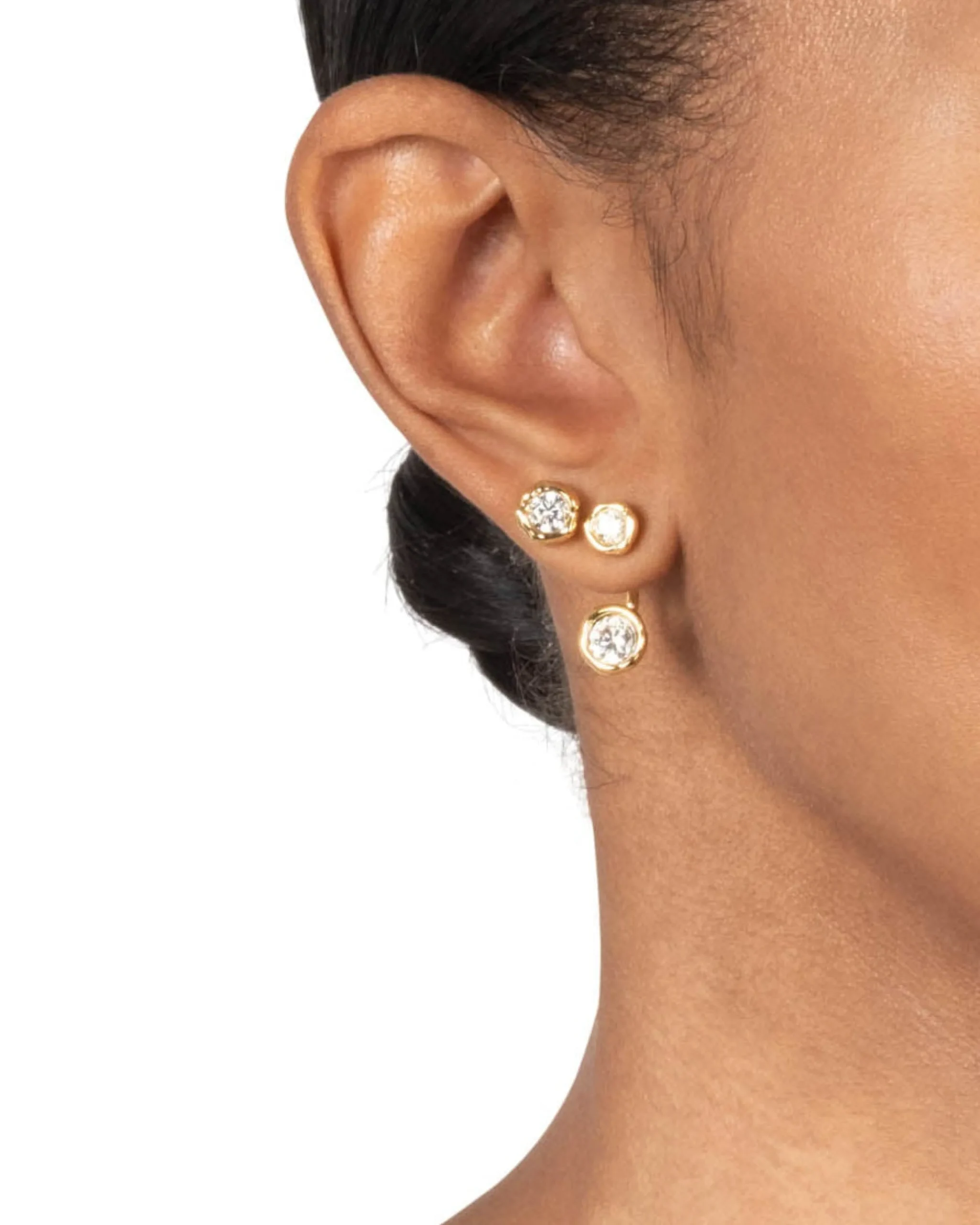 Asterales Gold Molten Front Back Earring