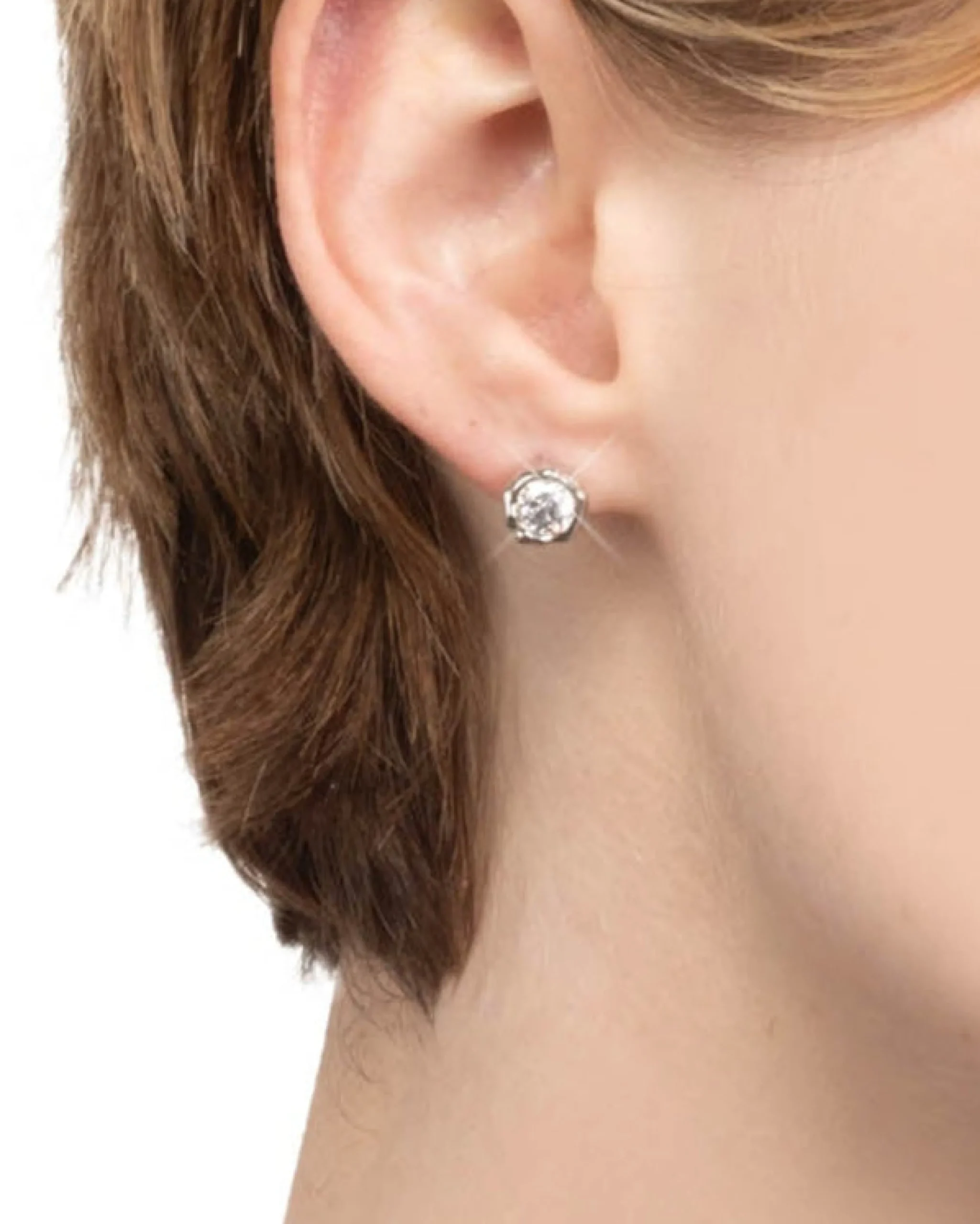 Asterales Molten Bezel Stud Earring- Silver