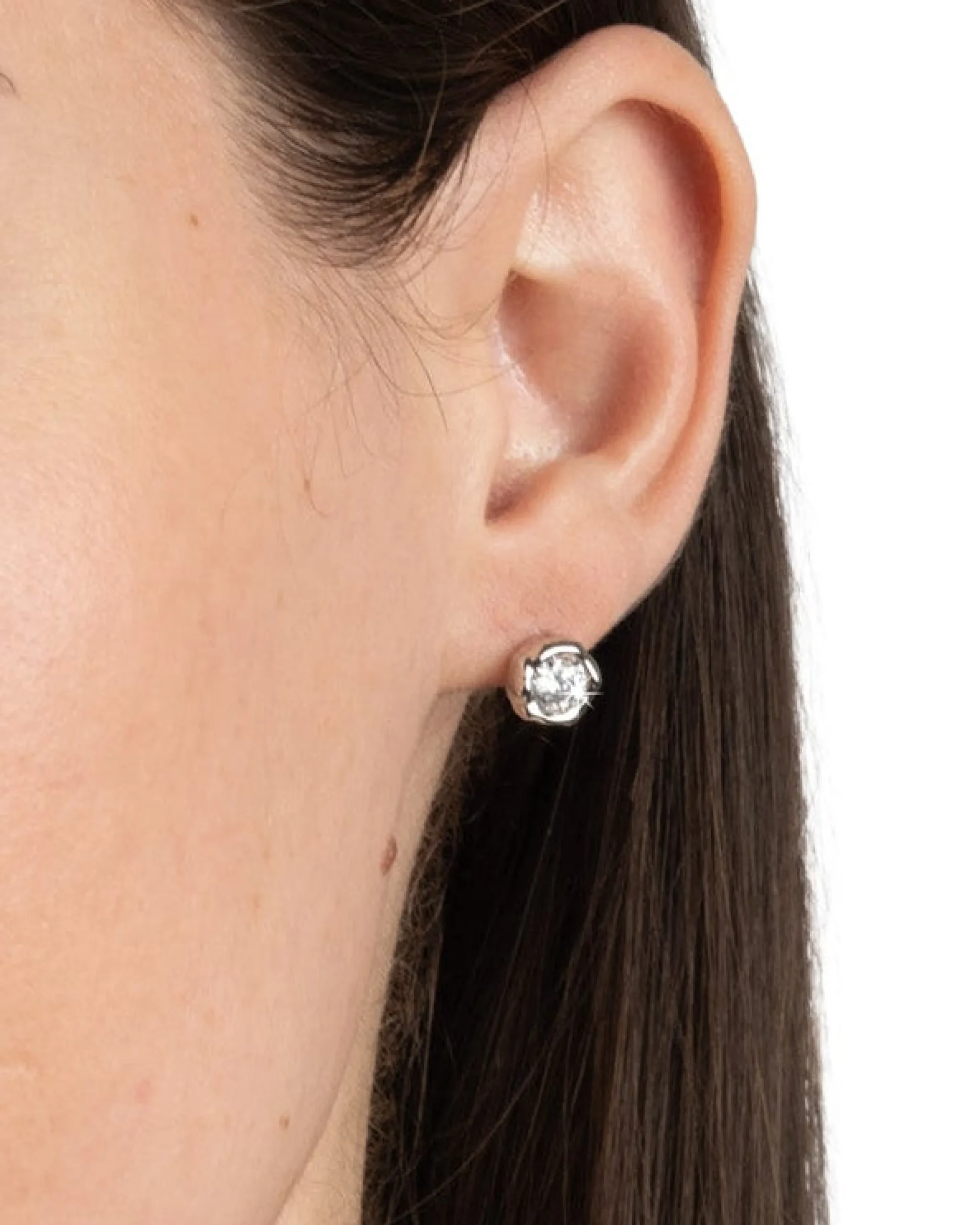 Asterales Molten Bezel Stud Earring- Silver