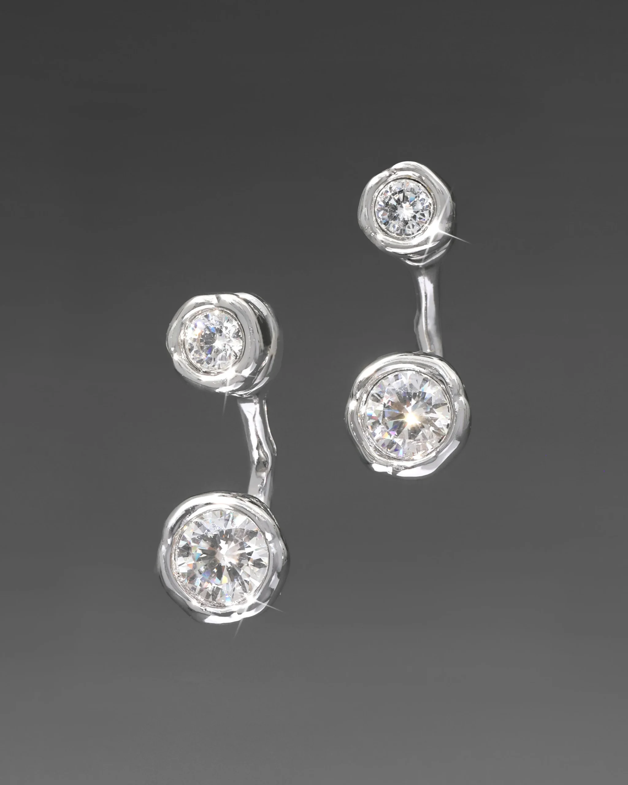 Asterales Silver Molten Front Back Earring